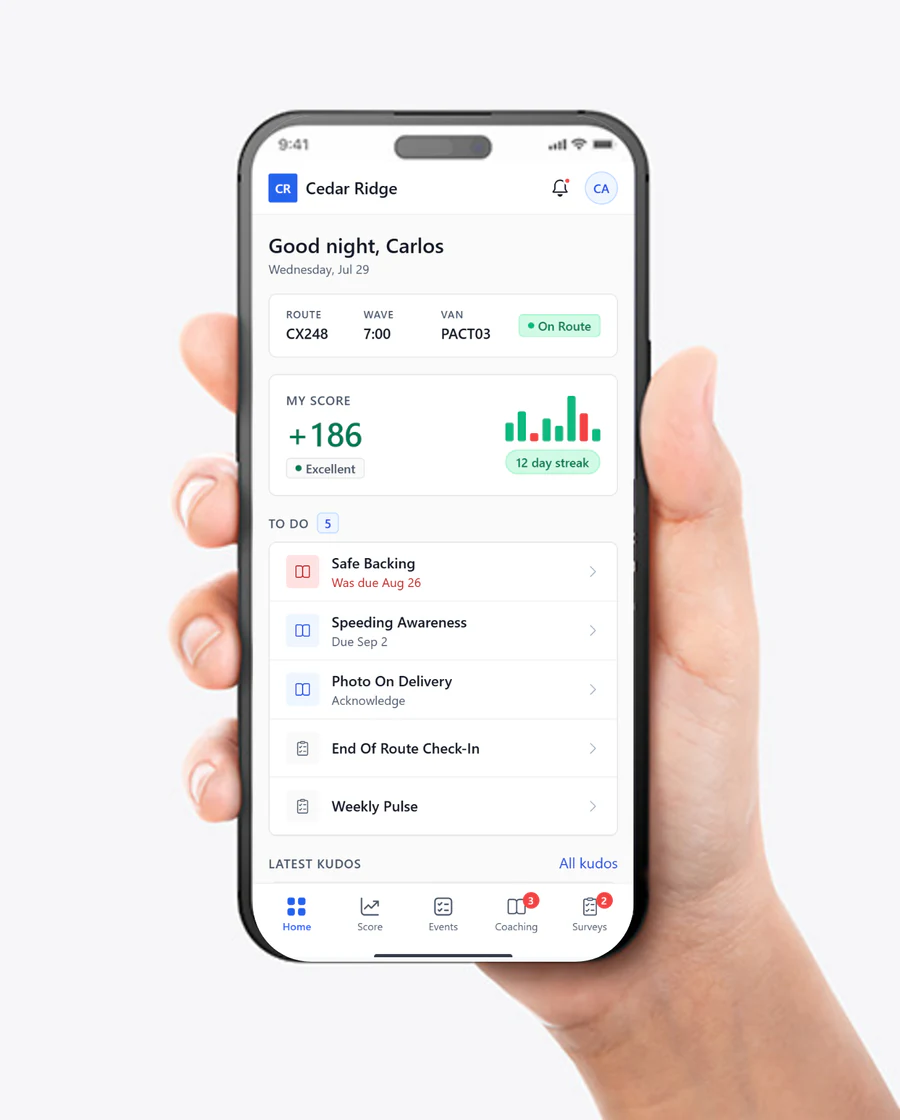 Ultimate DA driver app in hand