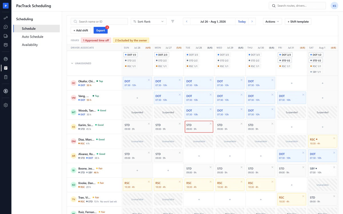 Amazon DSP scheduling software - Schedule page